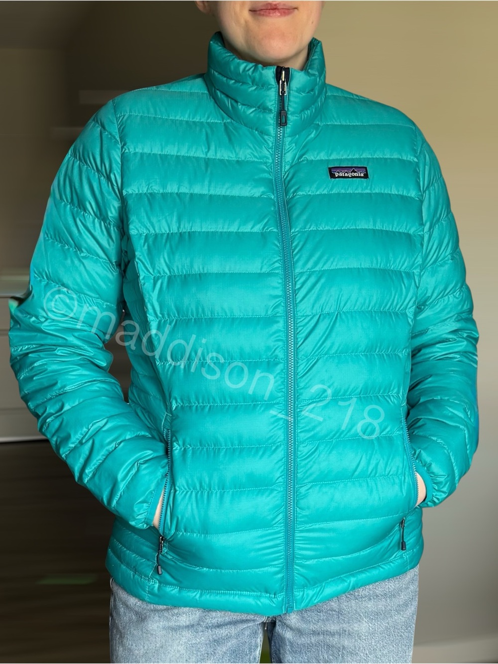 Patagonia Down Sweater Jacket Large Epic Blue Teal Regular Fit 800-fill down L